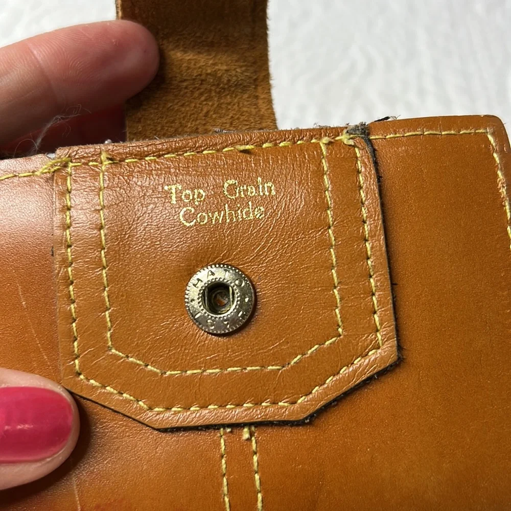 ⭐️🌸Vintage leather bifold wallet plastic picture slots coin purse boho retro - Picture 4 of 12